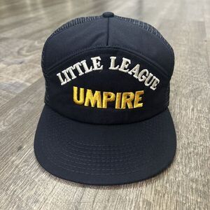 Little League Umpire Hat Snapback Navy Vintage Made in USA Rare Mesh Foam‎ Cap